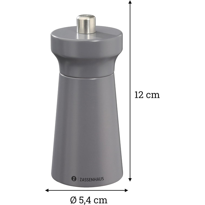 Пісок Zassenhaus WESTERLAND лакована деревина бука Головка млина з деревини бука з плавним регулюванням високопродуктивної керамічної шліфувальної машини Млин для спецій для солі 12 см, Ø 5,4 см (млин для перцю, Гранітегрей)