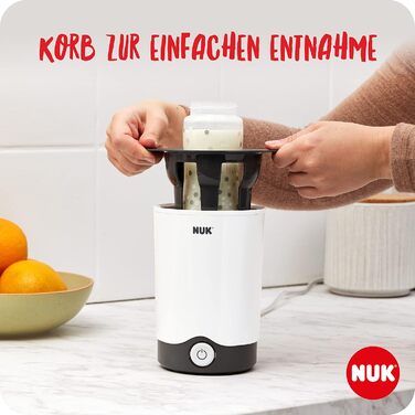 Підігрівач дитячих пляшечок NUK Thermo 3в1 Мяке розморожування, нагрівання та підтримання тепла рідких і пюреподібних продуктів Кошик для легкого вилучення Вилка EU (Thermo Express)