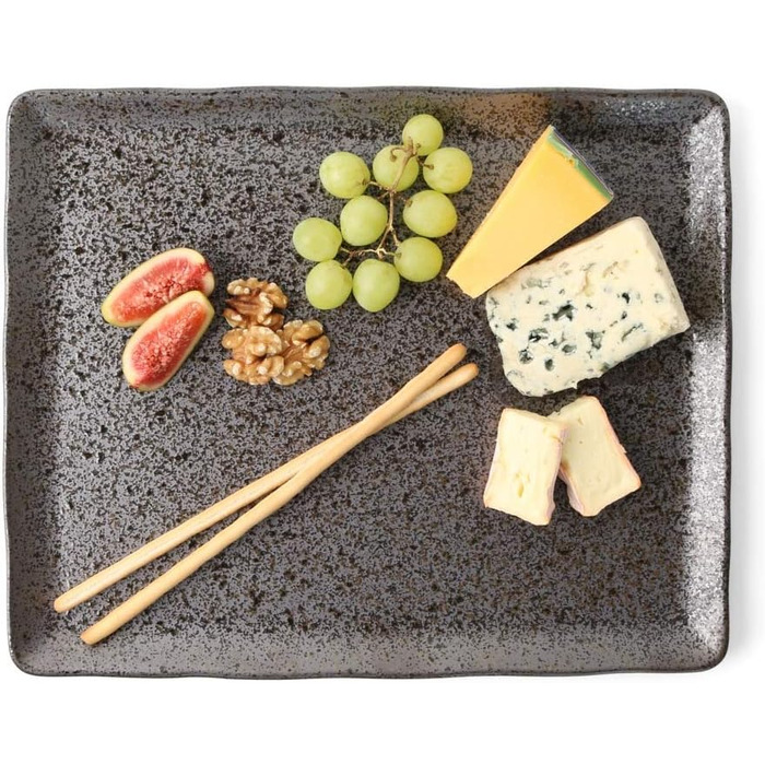 Арена Реактивный фарфор на 4 персоны (тарелка 33 x 27 см, черная)