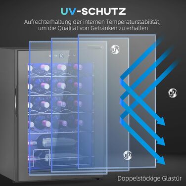 Винний холодильник із внутрішнім підсвічуванням до 20 пляшок чорний HOMCOM