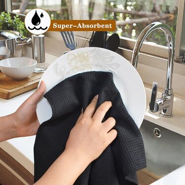 Кухонні рушники VIVOTE, рушник для гостей, подарунковий, 40x60 см, 2 шт., м&39які кухонні рушники, абсорбуючі рушники (чорні 40x70)