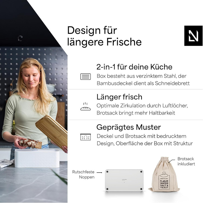 Корзина для хлеба белый 34 x 19,5 x 13,5 см LARS NYSØM