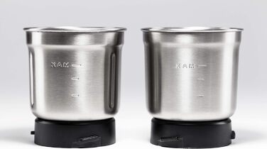 Електрична кавомолка з нержавіючої сталі, подрібнювач з додатковим контейнером з нержавіючої сталі для песто, горіхів, спецій, трав і багато іншого, 200 Вт, сріблястий контейнер з нержавіючої сталі з 4-кратним ножем