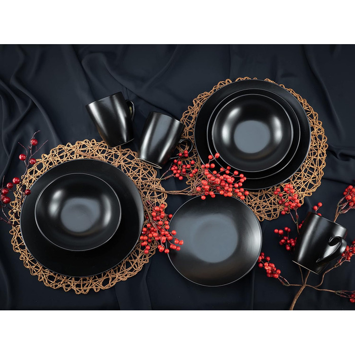 Набір посуду на 4 персони, 16 предметів, Black Matt Creatable
