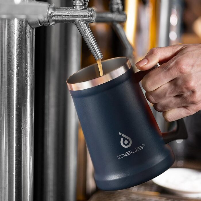 Термокухоль для пива 1 л темно-синій Ideus