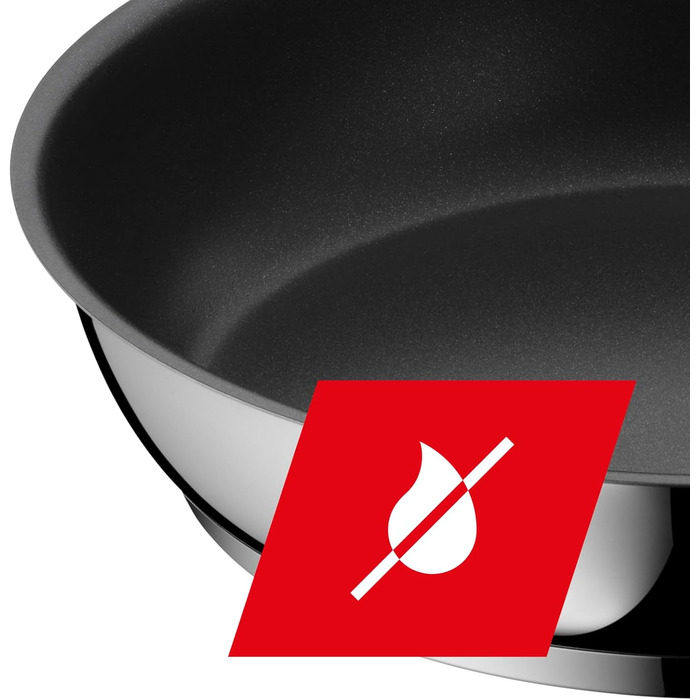 Сковорода індукційна 24 см, нержавіюча сталь з антипригарним покриттям, стійка до корозії, з пластиковою ручкою, підходить для всіх типів плит, витримує температуру в духовці до 70C, для делікатного смаження Сковорода 24 см