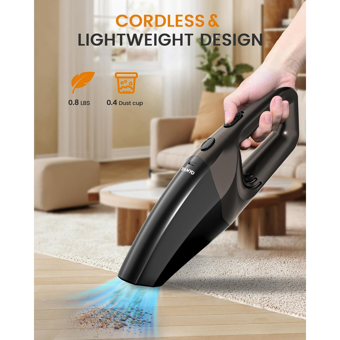 Ручний бездротовий пилосос з акумулятором 80 Вт чорно-коричневий TANYO