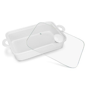 Прямокутна форма для запікання Fissman 31,5х22,5х6,5 см / 2,2 л зі скляною кришкоюпорцеляна (14157)