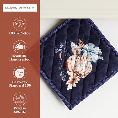 Рукавички для духовки Maison d&39 Hermine, підставки для каструль, 100 бавовна, термостійкі кухонні рукавички, рукавички для духовки (19 см x 33 см) та підставки для каструль (20 см x 20 см) для приготування їжі, Morzine - рукавички для духовки на День по