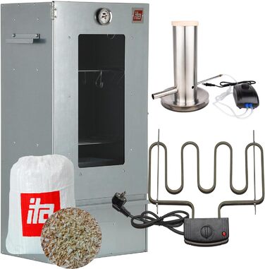 Коптильна шафа преміум-класу з 3 рівнями з оглядовим вікном і термометром ITA