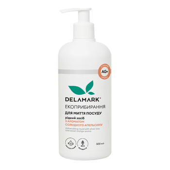 Засіб для миття посуду з іонами срібла Солодкий апельсин 0.5 л Delamark