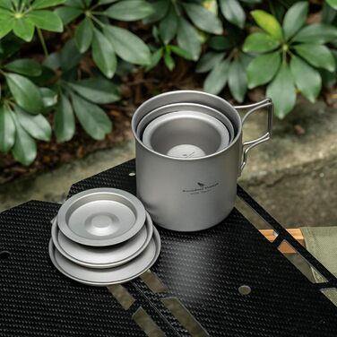 Мл Титанова чашка з кришкою Складна ручка Одностінний кемпінговий кухоль Легко переносний для посуду для пиття на відкритому повітрі US-Ti3059D (чашка 220 мл з ситечком чашка 350 мл чашка 500 мл), 500