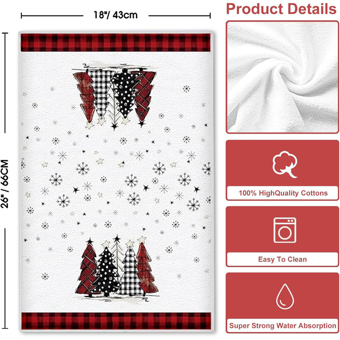 Набір з 2 різдвяних кухонних рушників Сніговик, Ялинки 43 x 66 см YAXZIM