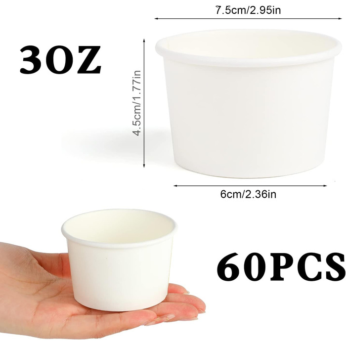 Набір паперові стаканчики для морозива 60 шт. 85 мл VEYLIN