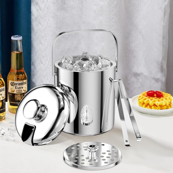 Відро для льоду з нержавіючої сталі з герметичною кришкою 1,3 л Ghazpmuk