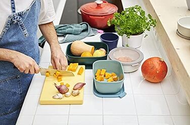 Круглий набір Cirqula Multi Bowl з 3 предметів - Банки для зберігання з кришкою - Підходить як ящик для зберігання, холодильник, морозильна камера та посуд для мікрохвильової печі - 350 мл, 750 мл і 1250 мл - (Скандинавський денім, набір 3 шт. и (500, 100