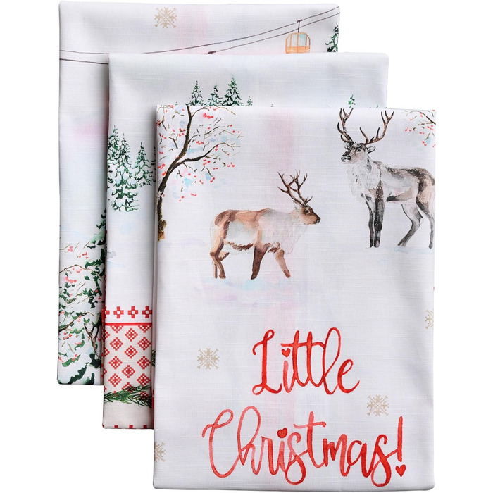 Набір з 3 різдвяних кухонних рушників  Rural Christmas 50 x 70 см Maison d' Hermine