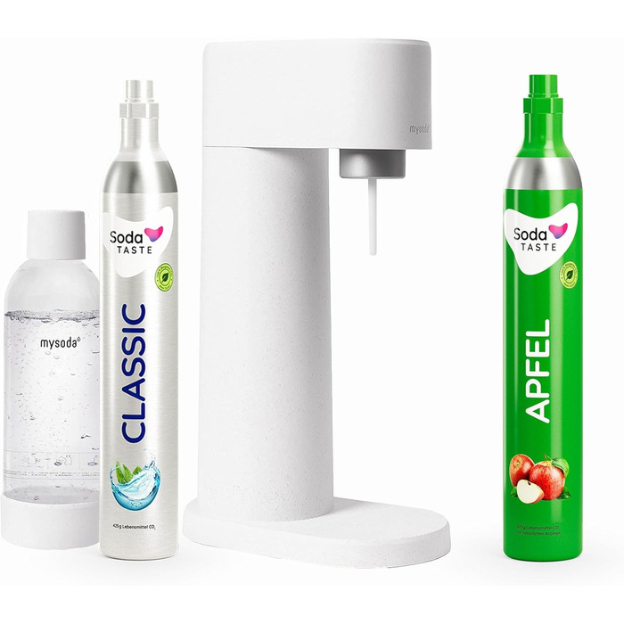 Набір для газування води, 4 предмети, класик + яблуко, білий Mysoda Woody SodaTASTE