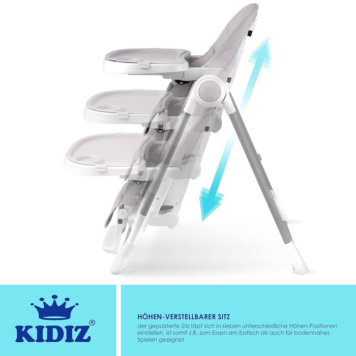 Детский стульчик для кормления от 6 месяцев светло-серыйKidiz