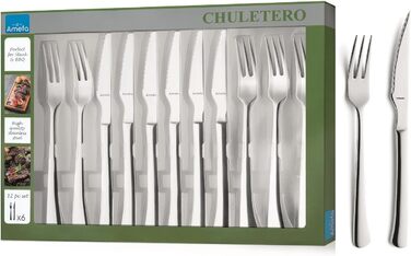 Столові прилади для стейків та піци на 6 осіб, 12 предметів Amefa