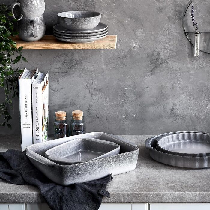 Керамическая форма для запекания Misty Cliff 36 x 26 см, керамогранитная форма для лазаньи, пирога с заварным кремом или тирамису (набор из 2 форм для запекания)