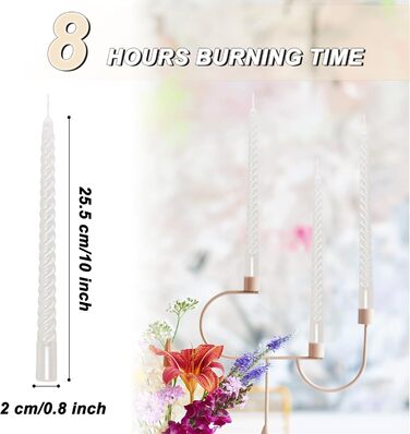 Набір з 4 конічних спіральних свічок 2 х 25,5 см, білий Alederways