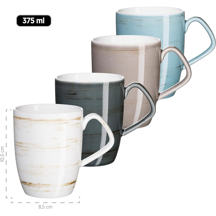 Серія MSER 931448 Derby, преміальний набір посуду з квадратними тарілками для 4 осіб гастрономічної якості, сучасний комбінований сервіз із 16 предметів у яскравих пастельних тонах, міцна порцеляна (комбінований сервіз)