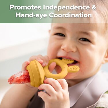 Годівниця для дитячого фруктового харчування Haakaa та міні-лоток для перекусів у морозильній камері, форми для морозива без бісфенолу А для безпечного самостійного годування немовлят, від 4 місяців (горохово-зелений) (жовтий)