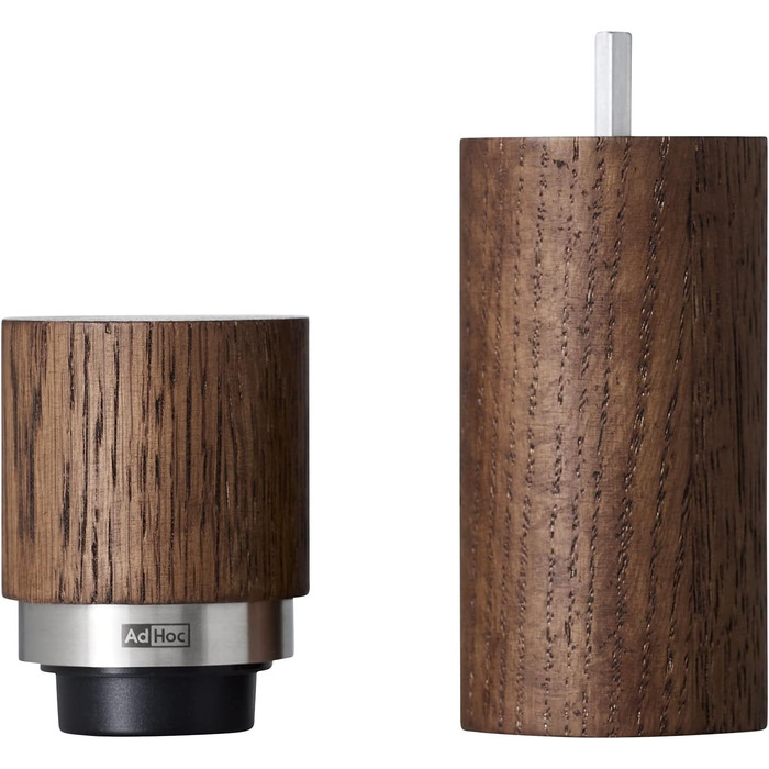 Млин для перцю та солі 15 см, набір 2 предмети, чорний/коричневий з упаковками 50 г перцю та морської солі Textura AdHoc