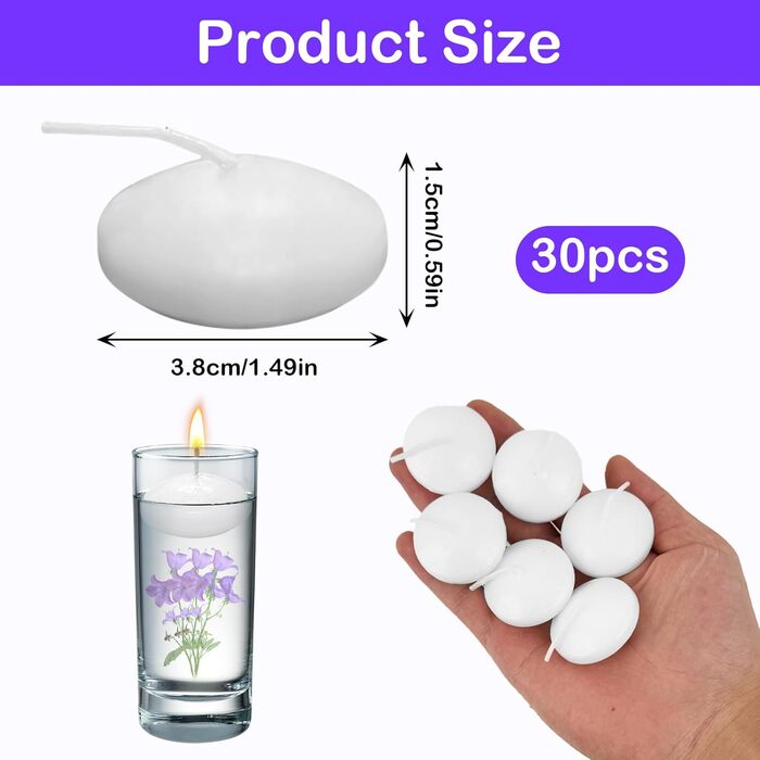 Плаваючі свічки 30 шт. білі YFPOPONE