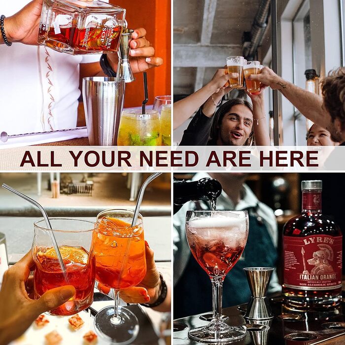 Коктейльний набір, барний набір шейкерів для коктейлів з нержавіючої сталі із 12 предметів з дерев'яною підставкою, шейкер 750 мл  (13 шт. ) AYAOQIANG