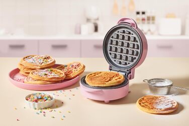 Міні-вафельниця з принтом сніговика 550 Вт, рожева Bestron
