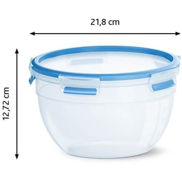 Набір контейнерів для зберігання продуктів EMSA Clip & Close, прямокутні, 5 x 0,8 л, коробки для зберігання, 100 герметичні, придатні для миття в посудомийній машині, морозильної камери та мікрохвильової печі, прозорі, сині, зроблені в Німеччині, N10307 (