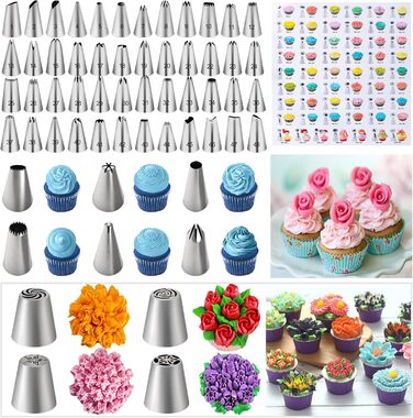 Набір аксесуарів для торта Nifogo, 301 предмет, аксесуари для випічки, аксесуари для декорування тортів з обертовою підставкою, кондитерський мішок, кондитерські насадки, шпатель для початківців (рожевий)