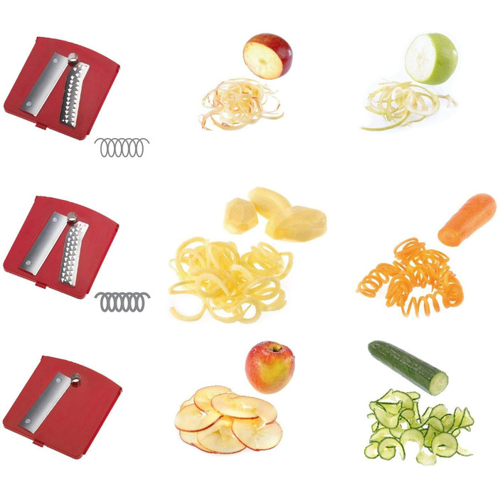 Ручний спіральний різак для овочів Westmark з 2 ріжучими конусами та фіксатором, нержавіюча сталь/пластик, антрацит/червоний, 11622260 (Spiromat)