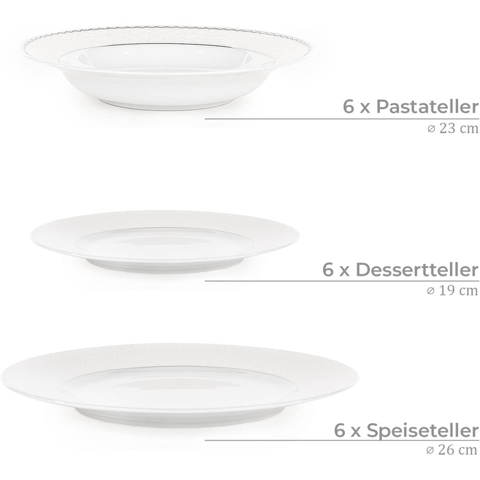 Набор посуды konsimo Combi на 6 персон Набор тарелок AMELIA Modern 18 предметов Столовый сервиз - Сервиз и наборы посуды - Комбинированный сервиз на 6 персон - Сервиз для семьи - Посуда (Сатин, 25 шт.)