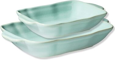 Серія Вера Каструлі з реактивною глазур'ю в наборі з 2 шт. , стійка до подряпин і порізів, прямокутна, керамічна (зелена), 931846