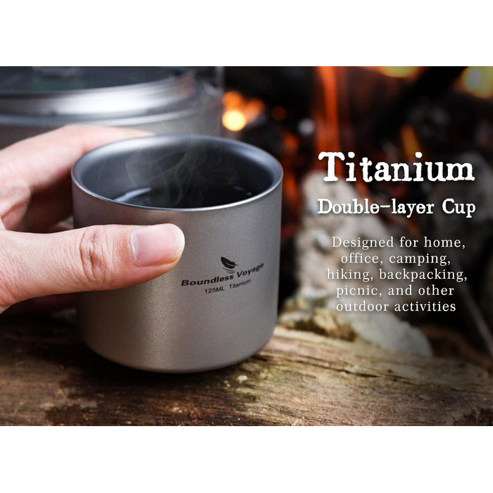 Титановий кухоль двошаровий ізольований 125 мл iBasingo