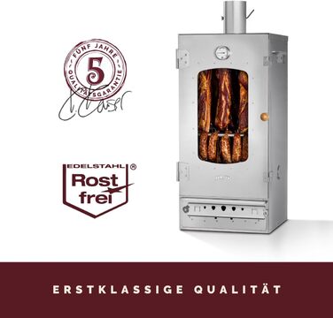 Високоякісна коптильня на дровах з нержавіючої сталі 86 см KAISER