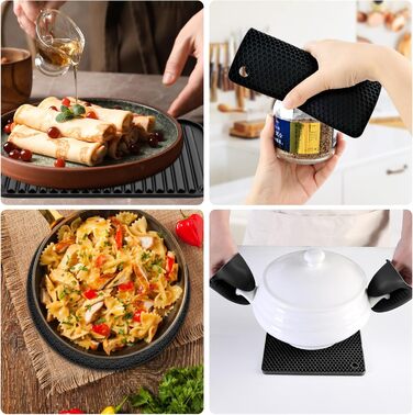 Силиконовые подставки под горячее 7 предметов черные WuGU