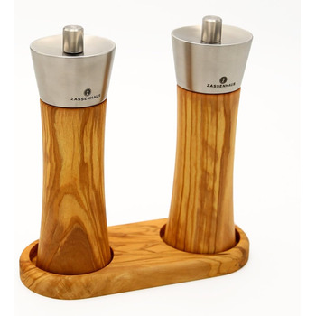 Набір Млин для солі та перцю Оливкова деревина Аугсбург 18 см з відповідною підставкою