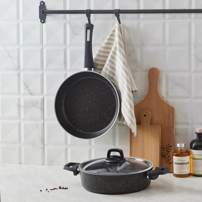 Набір індукційних каструль з біограніту Karaca, 2 предмети, рожеве золото, набір сковород і яєць, біограніт, каструля, яєчна сковорода, функція антипригарного покриття, передові технології, домогосподарства та сімї