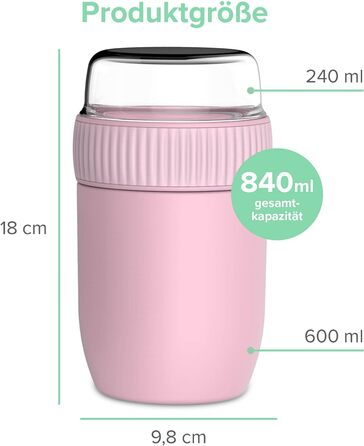 Контейнер для їжі для дому та в дорозі 600 мл рожевий Coninx