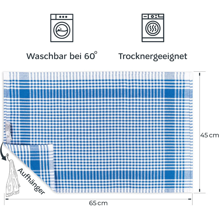 Набір із 10 кухонних рушників 45x65 см, сині LAYNENBURG