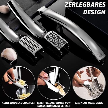 Прес для часнику з нержавіючої сталі для часнику та імбиру Gourmet Easy