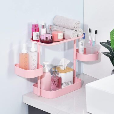 Стойка для специй APEXCHASER, 3-уровневый вращающийся держатель для специй, вращающийся на 360 хранилище для специй, металлический кухонный органайзер для бутылки для специй, банки для специй 35 * 19 * 37,5 см (низкий, розовый)