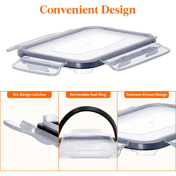 Банки для зберігання Lifewit з кришками 15 комплектів, контейнери для зберігання з універсальними кришками, герметична коробка для зберігання Кухонний органайзер з етикетками для зерна, борошна, цукру, пластівців на кухні, прямокутний без бісфенолу А (наб