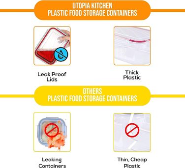 Банки для зберігання з кришками (9 контейнерів, 9 кришок) Контейнери для зберігання продуктів для кухні, кухонний органайзер без бісфенолу А (12 упаковок, червоний), 18