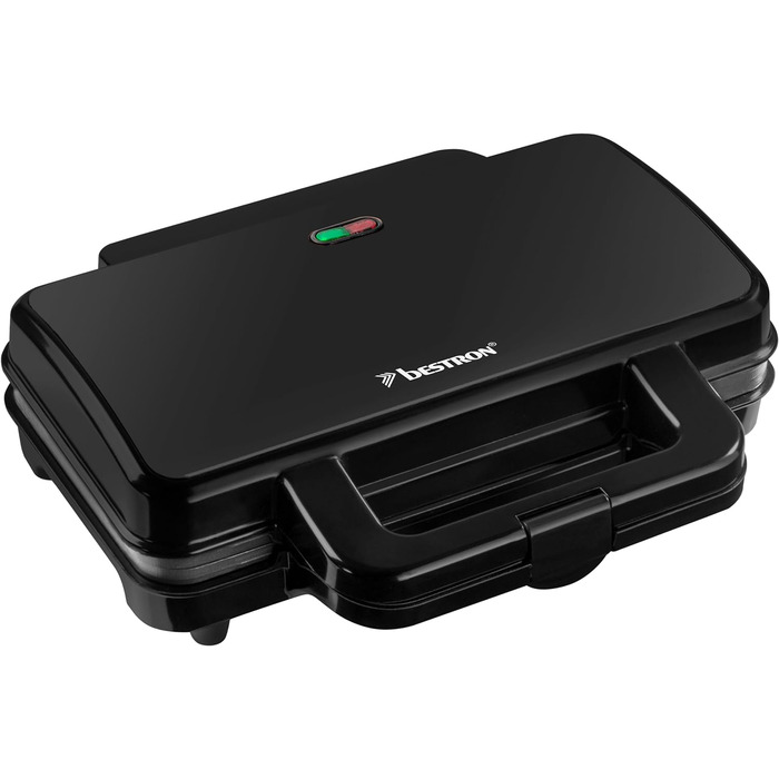 Бутербродница Bestron XL, тостер для 2 бутербродов с антипригарным покрытием на 2 бутерброда, вкл. автоматический контроль температуры и индикатор готовности, 900 Вт, цвет черный/ (черный)