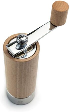 Ручная мельница для перца с кривошипом, классическая регулировка помола, высота 18 см, дерево/нержавеющая сталь, натуральный, 37307 Мельница для перца натуральная и нержавеющая сталь